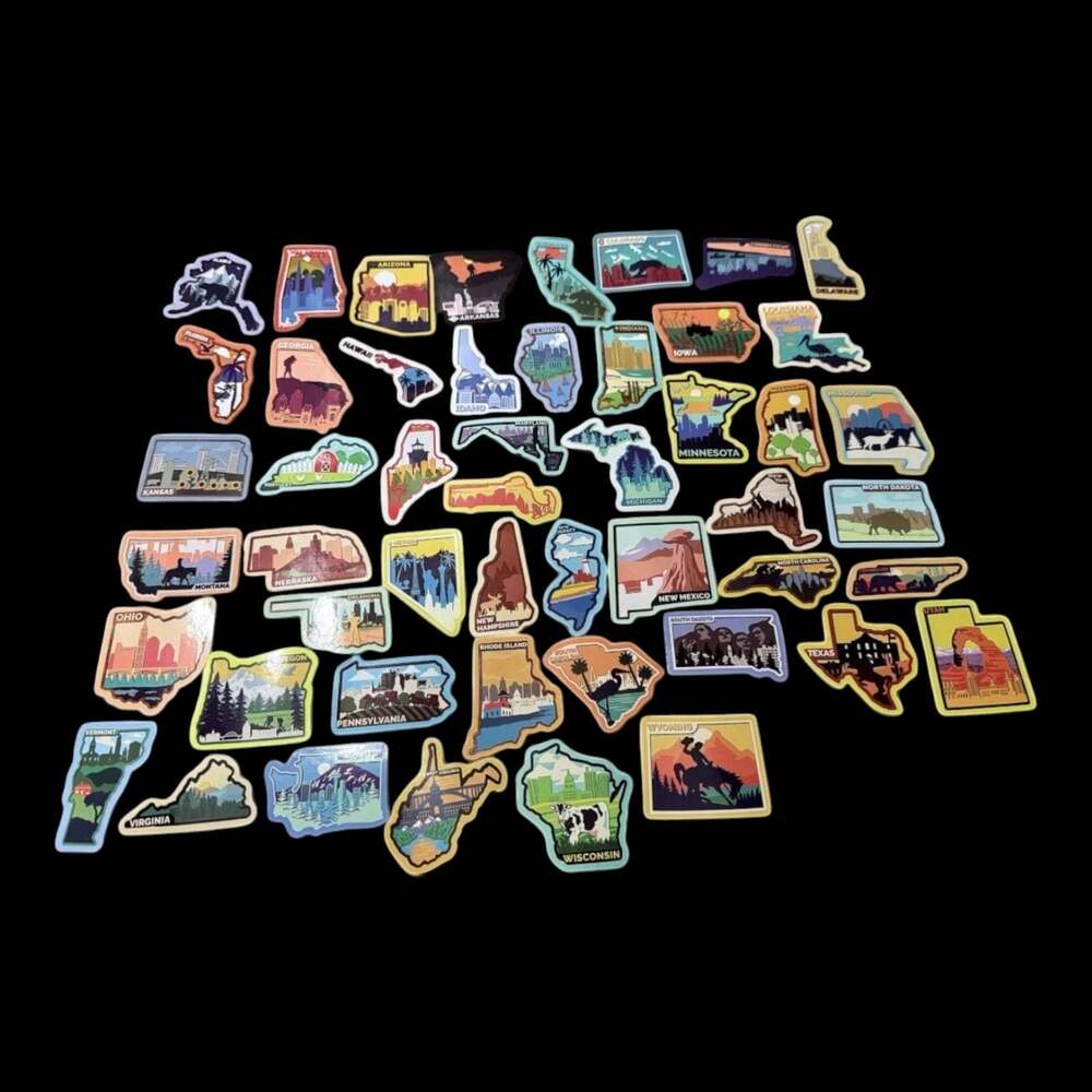 50-Piece USA States Travel Waterproof Vinyl Sticker Set
